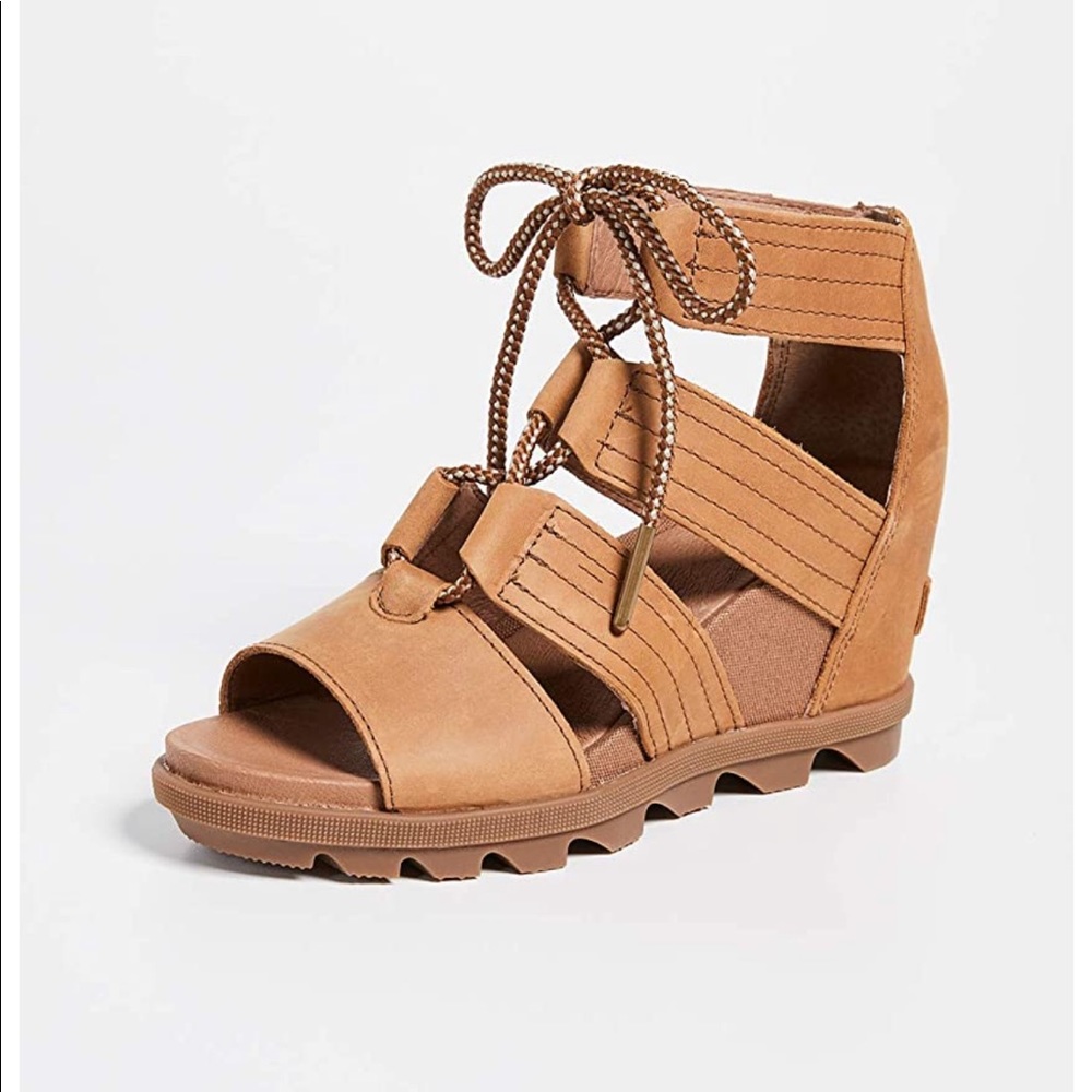 New SOREL Joanie Gladiator Wedge Sandals Tan 8.5 - Picture 5 of 9